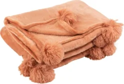 J-Line Plaid Pompom Roze 170 X 130 Cm