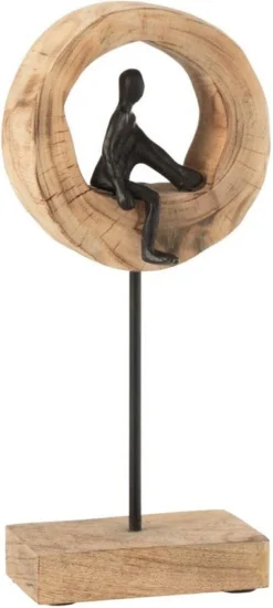 Jolipa Beeld Ring Naturel /zwart 19 X 8 X 38 Cm