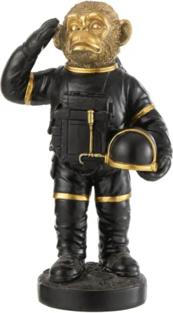 J-Line Beeld Aap Zwart / Goud 18,5 X 13,5 X 32 Cm