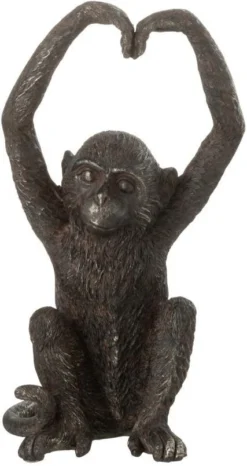 J-Line Beeld Aap Zwart 12,5 X 11 X 22 Cm