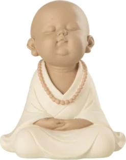 J-Line Beeld Monnik Beige / Wit 20,7 X 17,2 X 23,7 Cm