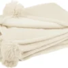 J-Line Plaid Pompom Crème 170 X 130 Cm
