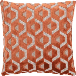 Intratuin Jacquard Sierkussen Geblokt Koper 45 X 45 Cm