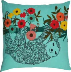 Linen & More Lexi Sierkussen Dieren / Bloemen Turquoise 45 X 45 X 10 Cm
