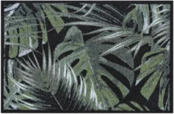 MD Entree Droogloopmat Palm Leaves Zwart / Groen 50 X 75 Cm