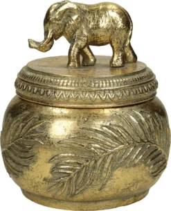 HD Collection Opbergdoos Olifant Goud D 11,5 H 13 Cm