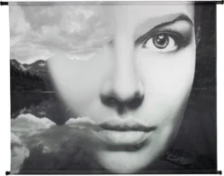 HD Collection Wandkleed Gezicht Zwart / Wit 146 X 110 Cm