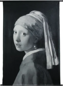 HD Collection Wandkleed Meisje Met De Parel Zwart / Wit 105 X 136 Cm