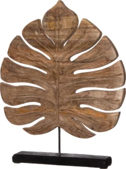 Intratuin Beeld Op Voet Nijs Blad Naturel / Zwart 34 X 8 X 47 Cm