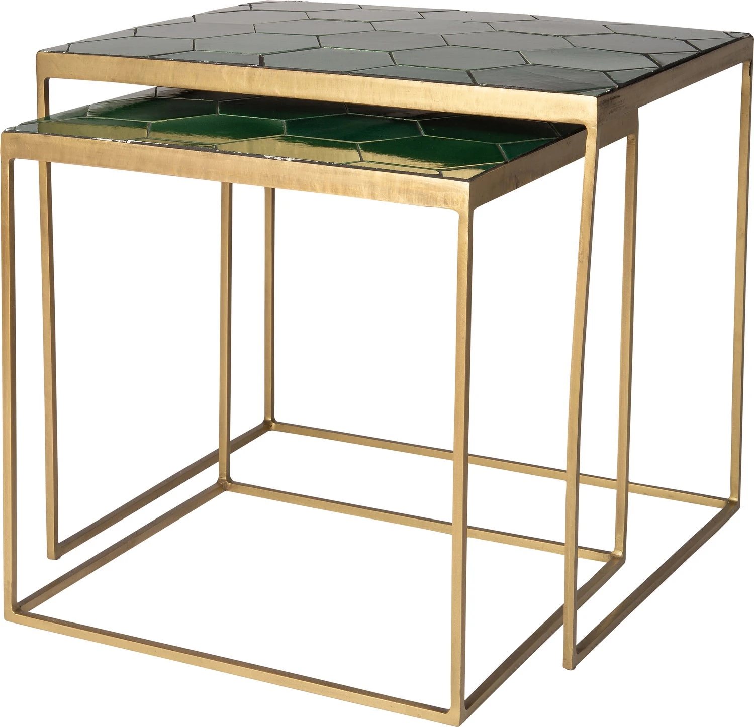 Intratuin Bijzettafel Silka Groen / Goud 56 X 46 X 50 Cm 2 Intratuin Bijzettafel Silka Groen / Goud 56 X 46 X 50 Cm - Afbeelding 2