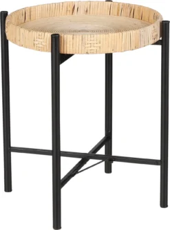 Mica Decorations Bijzettafel Kaj Naturel / Zwart D 29,5 H 39,5 Cm